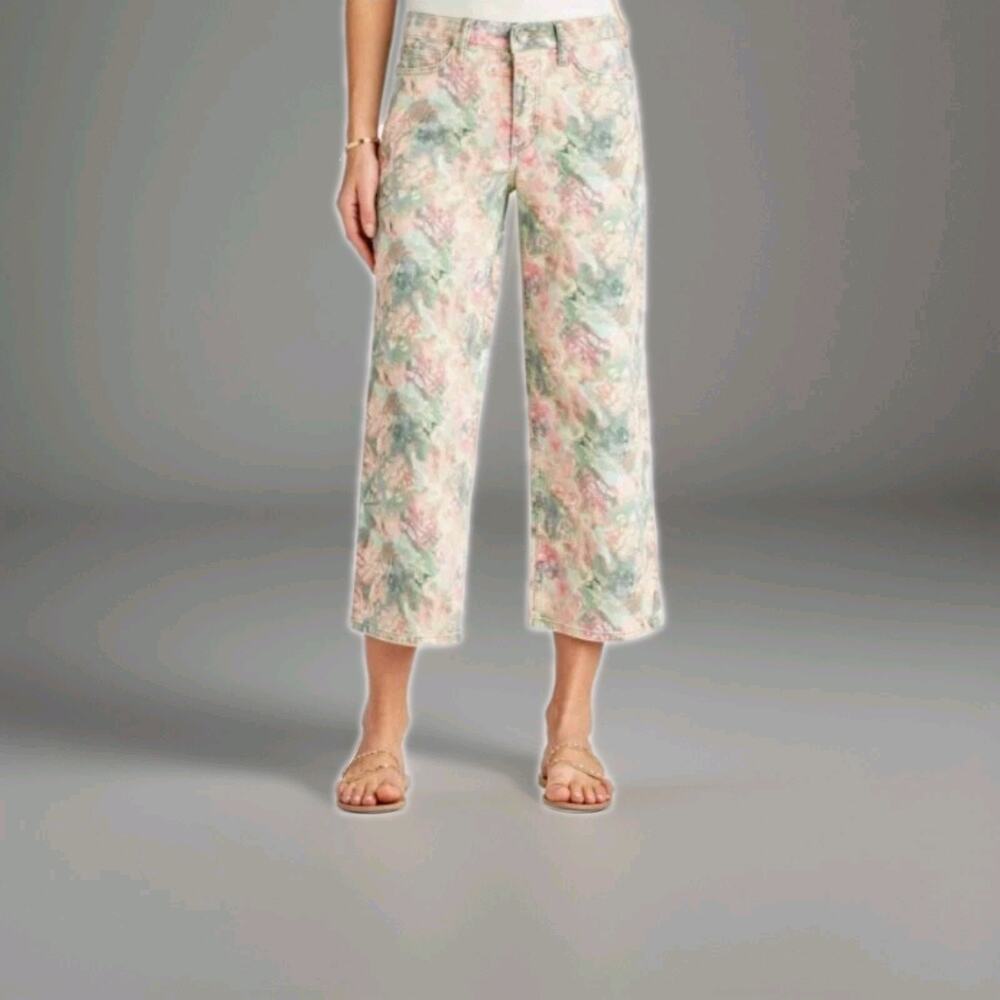 Sam Edelman The Chelsea Wide Leg Crop Jeans Watercolor Size 30 10 Large